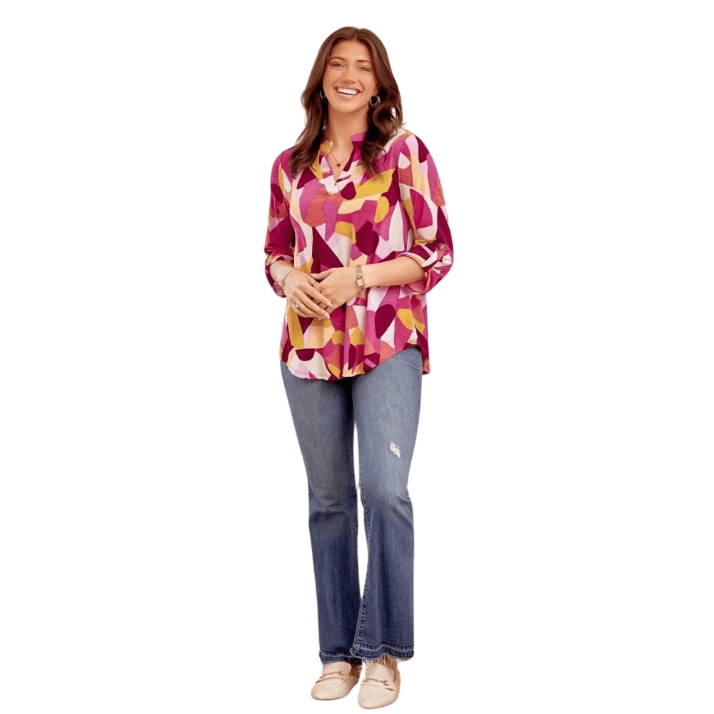 Colorful Geometric Blouse By Dear Scarlett